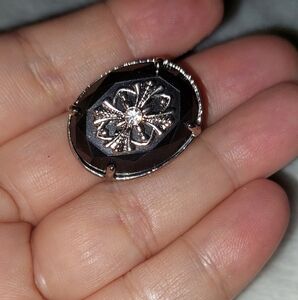 Black and Silver Floral Ring